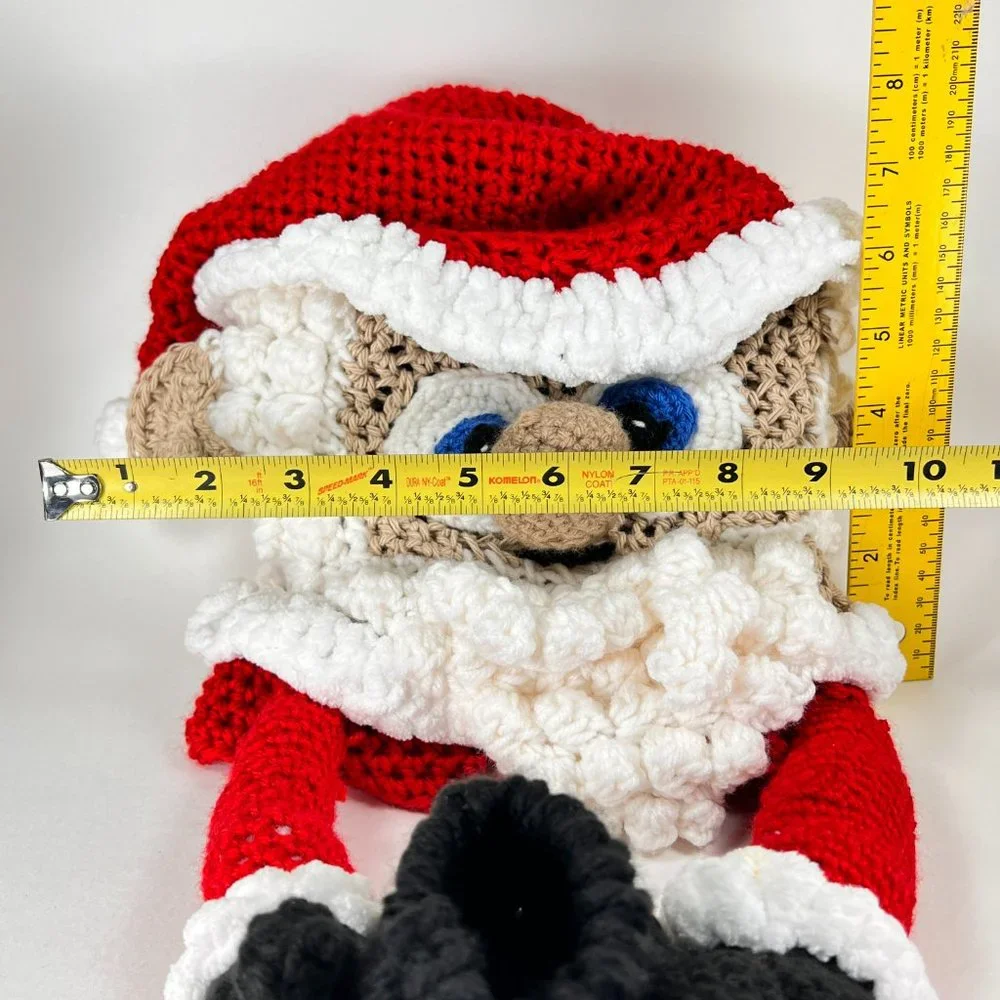 Santa Claus Facial Tissue Box Cover Knitted Crocheted Christmas Bathroom Holiday